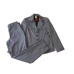 Bianca Gray Stripedl Blazer & Pants Womens Office Suit Set Size 6